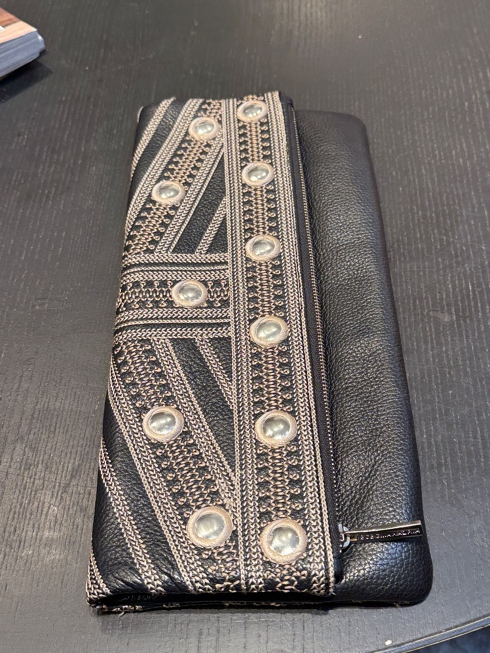BCBG leather studded  clutch